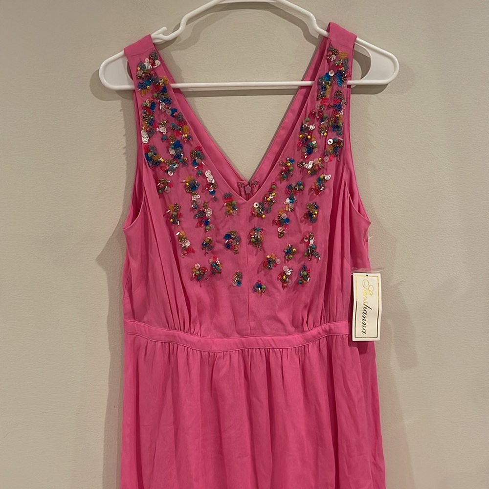 Shoshanna Adelaide Embellished Sequin Beaded Pink‎ Maxi Dress NWT